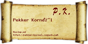 Pekker Kornél névjegykártya